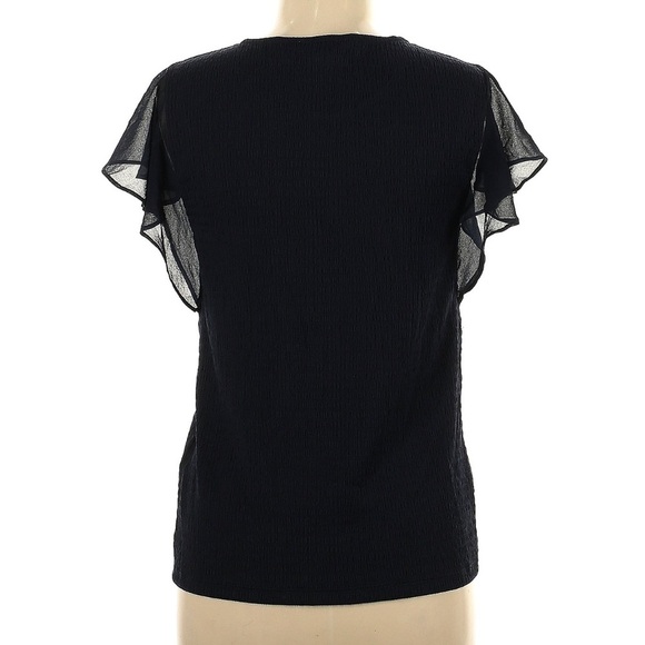 Calvin Klein Navy Blue top size XL with round neck and flutter sleeves - Picture 3 of 7